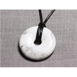 Collana con ciondolo in pietra - Howlite Donut Pi 30mm 