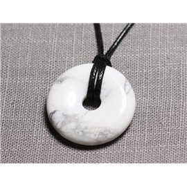 Stone Pendant Necklace - Howlite Donut Pi 30mm 