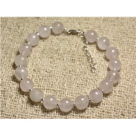 Bracelet Silver 925 and semi precious stone - Rose Quartz 8mm 