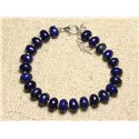 Bracelet Argent 925 et Pierre - Lapis Lazuli Rondelles 8mm 