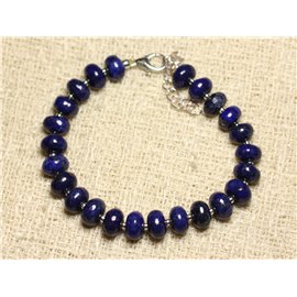 Armband Silber 925 und Stein - Lapislazuli Rondelles 8mm 