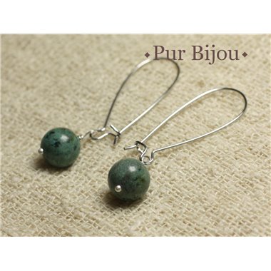 Boucles d'Oreilles Pierre - Turquoise d'Afrique 10mm