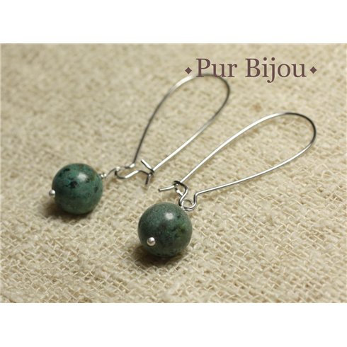 Boucles d'Oreilles Pierre - Turquoise d'Afrique 10mm