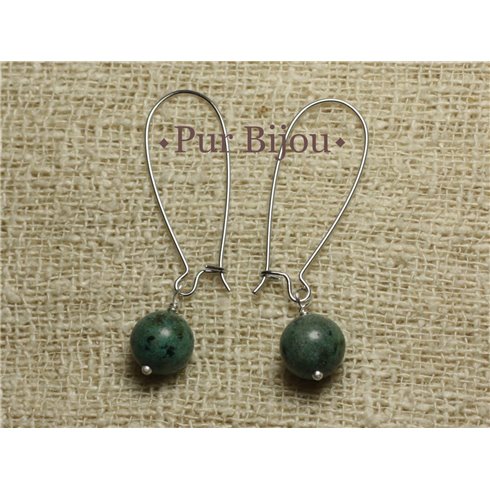 Boucles d'Oreilles Pierre - Turquoise d'Afrique 10mm