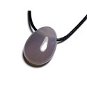 Collier Pendentif Pierre semi précieuse - Agate grise Goutte 25mm 