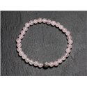 Bracelet Pierre semi précieuse Quartz Rose 4mm et Perle argentée 