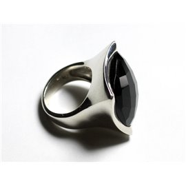N222 - Bague Argent 925 Onyx Noir Facetté Carré 20mm  N222 - Bague Argent 925 Onyx Noir Facetté Carré 20mm