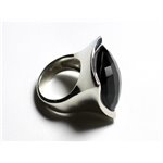 N222 - Bague Argent 925 Onyx Noir Facetté Carré 20mm 