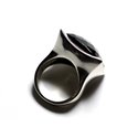 N222 - Bague Argent 925 Onyx Noir Facetté Carré 20mm 