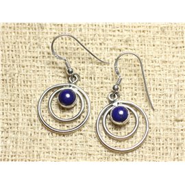 BO202 - 925 sterling zilver cirkels 19 mm Lapis Lazuli oorbellen 