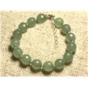 Bracelet Argent 925 et Pierre - Jade Verte Facettée 10mm 