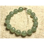 Bracelet Argent 925 et Pierre - Jade Verte Facettée 10mm 