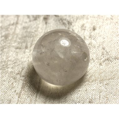 Pendule Métal Argenté Rhodium et Pierre semi précieuse - Cristal Quartz Boule 30mm 