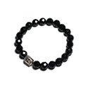 Bracelet Bouddha et Pierre semi précieuse - Onyx noir facetté 