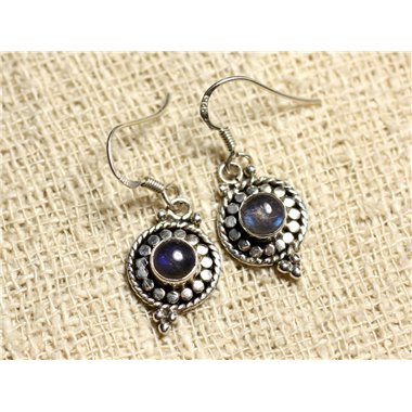 BO210 - Boucles d'Oreilles Argent 925 et Pierre - Labradorite Ronds 6mm 