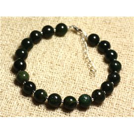 Bracelet Silver 925 and semi precious stone - Green jade 8mm