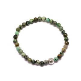 African Turquoise semi precious stone bracelet 4mm and silver pearl 