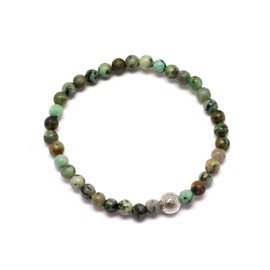 Pulsera de piedras semipreciosas de turquesa africana de 4 mm y perla de plata 