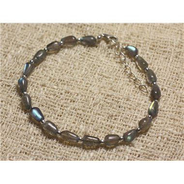 Bracelet Argent 925 et Labradorite Gouttes 7-9mm