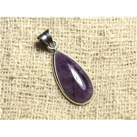 Pendant Silver 925 and Stone - Amethyst Drop 25mm 
