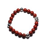 Bracelet Bouddha et Pierre semi précieuse - Jaspe Rouge 8mm 