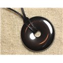 Collier Pendentif en Pierre - Hématite Donut 40mm