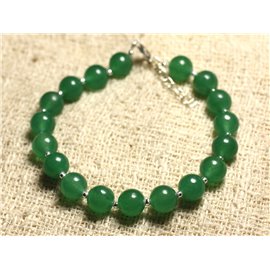 Armband 925 Silber und Stein - Grüne Jade 8mm 