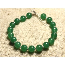 Bracelet 925 Silver and Stone - Green Jade 8mm 