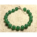 Bracelet Argent 925 et Pierre - Jade Verte 8mm 