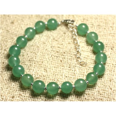 Bracelet Argent 925 et Pierre - Jade Verte 8mm 