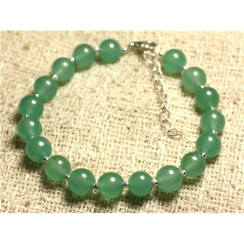 Bracelet Argent 925 et Pierre - Jade Verte 8mm 