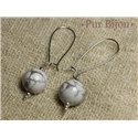 Boucles d'Oreilles Pierre Semi précieuse - Howlite 14mm