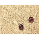 Boucles d'Oreilles Argent 925 et Pierre - Fluorite Violette 10mm