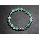 Bracelet Bouddha et Pierre semi précieuse - Fluorite Verte 8mm 