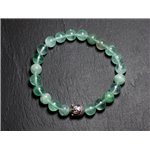 Bracelet Bouddha et Pierre semi précieuse - Fluorite Verte 8mm 