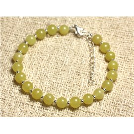 Pulsera Plata 925 y Piedra - Jade Limón 6mm