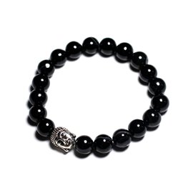 Buddha and semi-precious stone bracelet - Black agate 