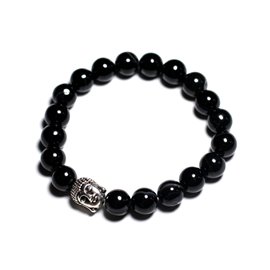 Buddha und Halbedelstein Armband - Schwarzer Achat 