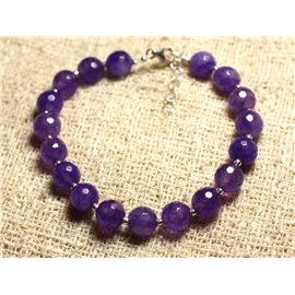 Bracelet 925 Silver and Stone - Faceted Jade Violet 8mm 