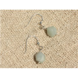 Boucles d'Oreilles Argent 925 - Amazonite Facettée 9mm 