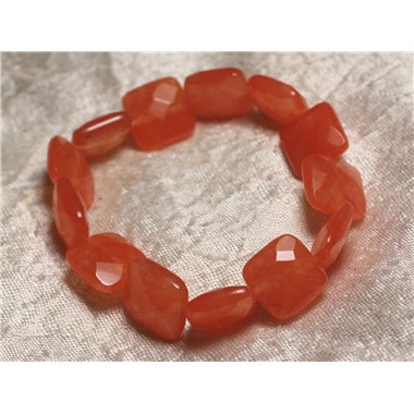 Bracelet Pierre semi précieuse - Jade Orange Carrés Facettés 14mm