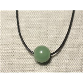 Semi Precious Stone Pendant Necklace - Green Aventurine Ball 14mm 