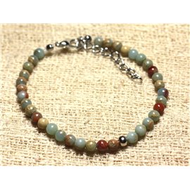 Bracelet Silver 925 and semi precious stone Jasper print 4mm