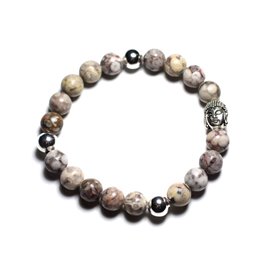 Buddha and semi-precious stone bracelet - Fossil Jasper Ocean 