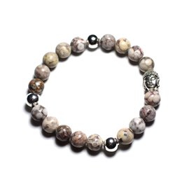 Buddha und Halbedelstein Armband - Fossil Jasper Ocean 