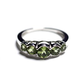 N122 - Ring Silber 925 und Stein - Peridot Gefälle rund 2,5 - 4,5 mm 