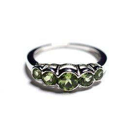 N122 - Ring Silver 925 and Stone - Peridot Gradient round 2.5 - 4.5mm 