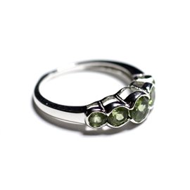 N122 - Bague Argent 925 et Pierre - Péridot Ronds dégradés 2.5 - 4.5mm  N122 - Bague Argent 925 et Pierre - Péridot Ronds dégradés 2.5 - 4.5mm