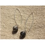 Boucles d'Oreilles Argent 925 - Jaspe Zèbre 10mm 