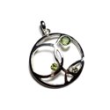 PE119 - Pendentif Argent 925 et Pierre - Cercle 3 pierres 34mm Péridot 